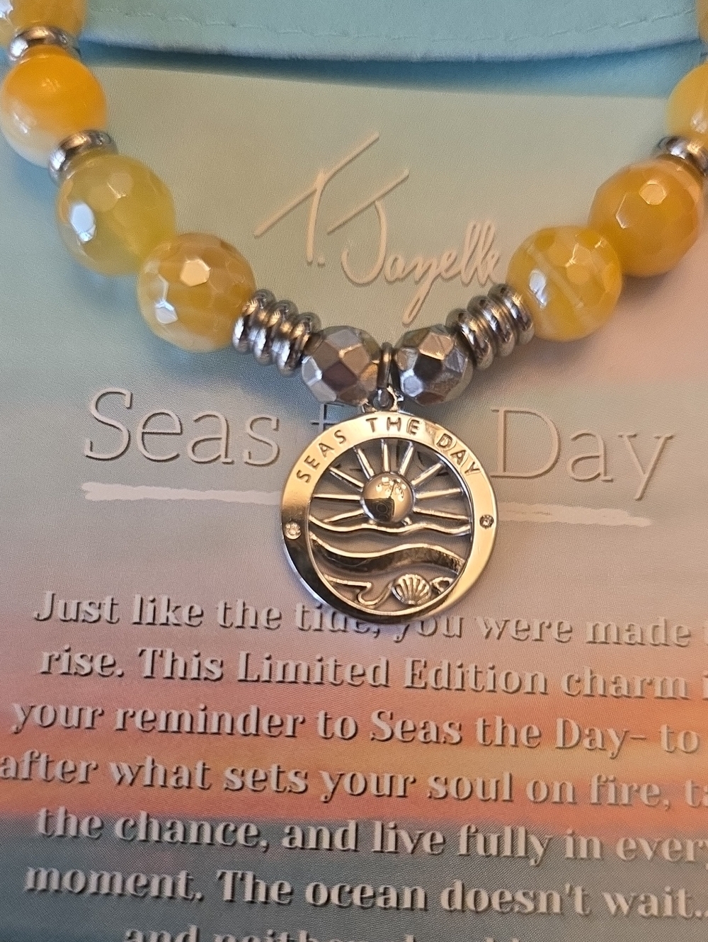 T Jazelle Yellow Agate Seas the Day 925 Silver Charm Limited Edition - Picture 4 of 4